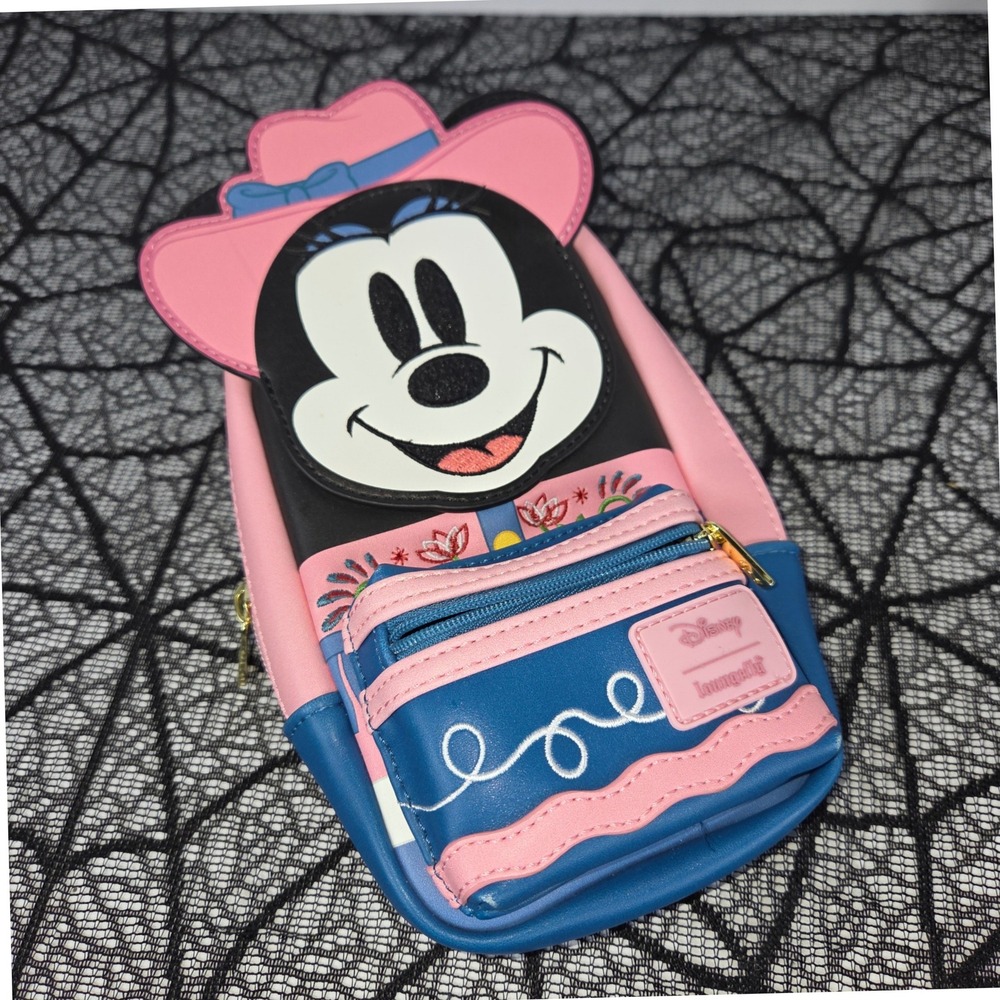Disney Loungefly Minnie Mouse Western Cowgirl Pink Blue Crossbody Bag Yoo Hoo